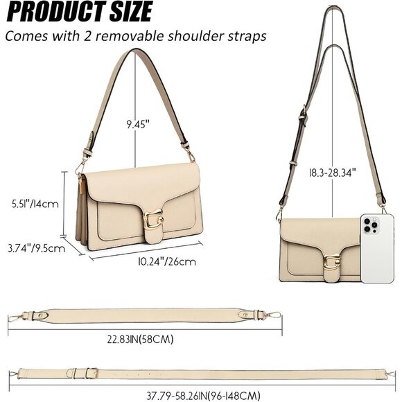 Women Apricot Imported Leather Trendy Small Cross Body Evening Shoulder Handbag - Picture 3 of 7